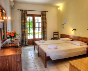 Large rooms for vacationing families in the Philoxenia Bungalows